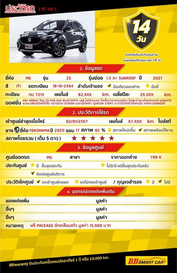 MG ZS 2021 1.5X+ Sunroof Utility-car เบนซิน ไม่ติดแก๊ส เกียร์อัตโนมัติ ดำ รูปที่ 2