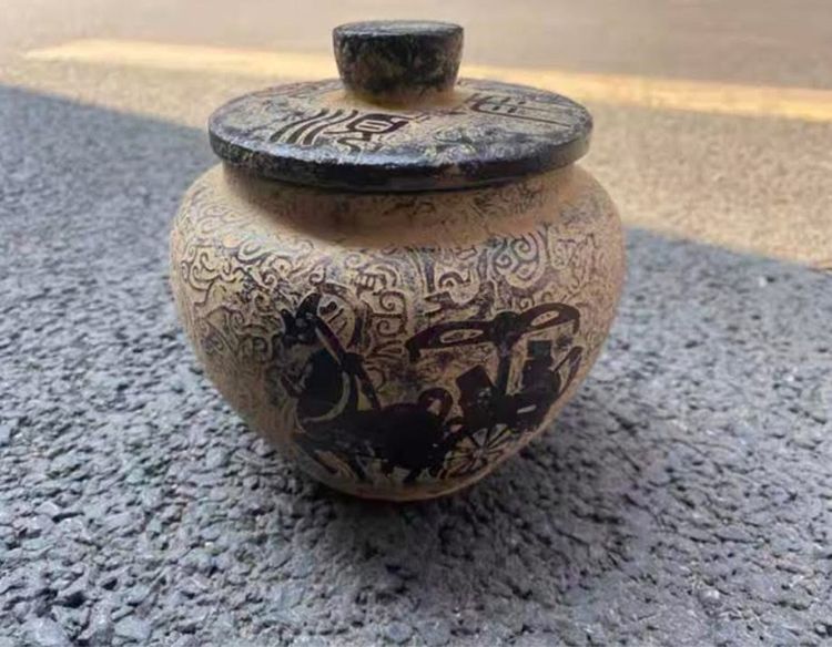 ✨ โถ้หินเก่าโบราณ“มีลวดลายสวยงาม  รูปที่ 3