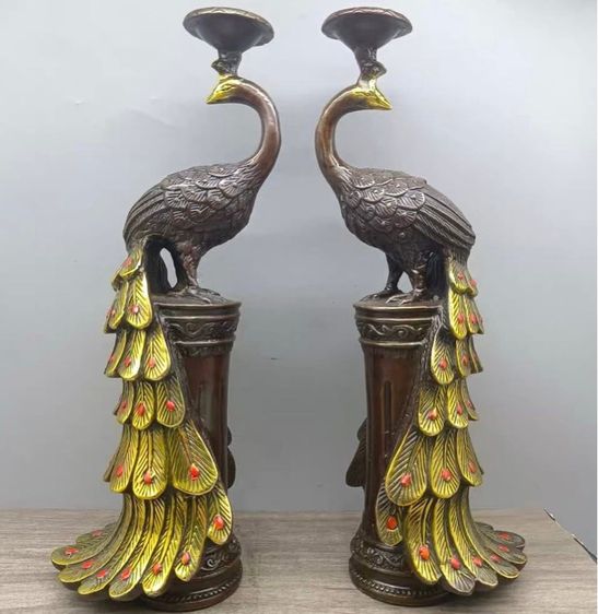 ✨ เชิงเทียนทองเหลืองแท้ปราณีตงดงาม✨ รูปที่ 2