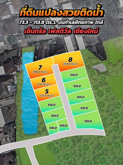 ขายที่ดินแปลงสวยติดน้ำ ทำเลทอง เพียง ตร.ว.ละ 25,000 บาท เท่านั้น