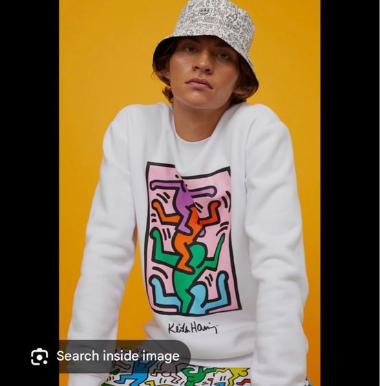 แท้ส่งต่อ HM x Keith Haring Art Graphic White Sweatshirt size L  รูปที่ 3