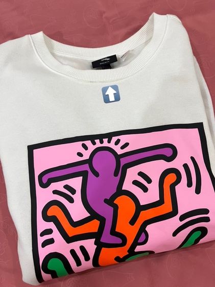 แท้ส่งต่อ HM x Keith Haring Art Graphic White Sweatshirt size L  รูปที่ 7