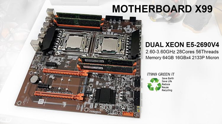 เมนบอร์ด Motherboard X99 Dual Xeon E5-2690V4 RAM REG ECC 64GB DDR4 2133P Micron