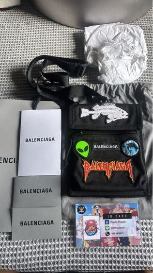 ไม่ระบุ ดำ ผ้า ส่งต่อ Balenciaga Black Nylon Explorer Pouch Patches Crossbody Bag 