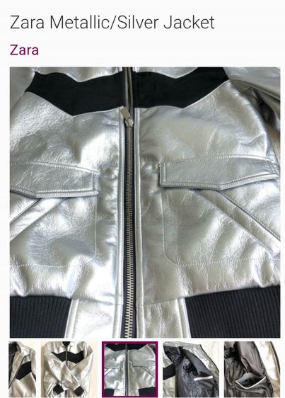 แจ็คเก็ตหนังเทียมสีเงินทรงไบเกอร์สำหรับผู้ชายจาก ZARA มือสอง รูปที่ 18