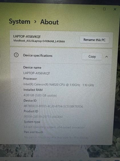 ASUS L410MA มือ2สภาพสวยใช้งานน้อย ram 4 gb hd 500 gb รูปที่ 5