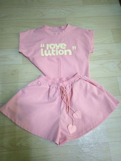 ชุดเซทเสื้อกางเกง เกาหลี สีชมพูน่ารัก รูปที่ 2