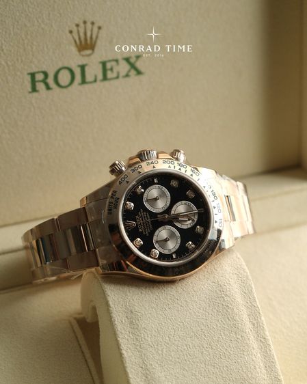 New Rolex Daytona 126505 Black Diamond Dial Rose gold Oyster Steel 2024 40mm. Fullset 