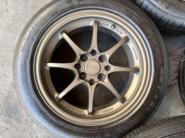 ล้อแม็กขอบ15 CE28 4รู100-114 กว้าง7 ออฟ35 สภาพสวย พร้อมยางMICHELIN195-55-15 ปี21 ปีแท้  รูปที่ 4
