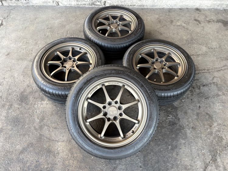 15" ล้อแม็กขอบ15 CE28 4รู100-114 กว้าง7 ออฟ35 สภาพสวย พร้อมยางMICHELIN195-55-15 ปี21 ปีแท้ 