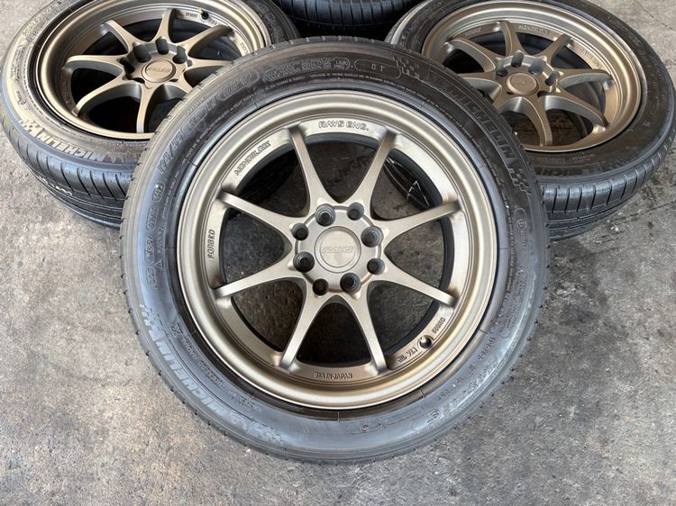 ล้อแม็กขอบ15 CE28 4รู100-114 กว้าง7 ออฟ35 สภาพสวย พร้อมยางMICHELIN195-55-15 ปี21 ปีแท้  รูปที่ 2