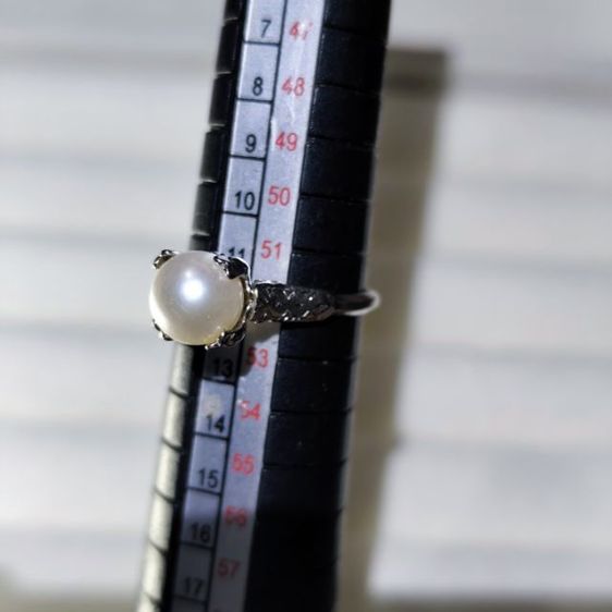 🔖แหวนตอกโค๊ต Silver มุกอะโกย่าแท้ เม็ดกลมวาวสวย งานจากญี่ปุ่น รูปที่ 7