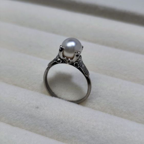 🔖แหวนตอกโค๊ต Silver มุกอะโกย่าแท้ เม็ดกลมวาวสวย งานจากญี่ปุ่น รูปที่ 8