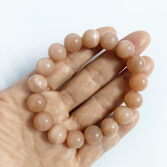 สร้อยข้อมือหินซันสโตนแท้ โทนส้มพีช  เสริมพลังบวก ดึงดูดโชคลาภ  รูปที่ 3