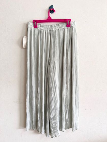 ยุนิXL กางเกงขาบานหญิงเอวยืดอัดพลีสสีเขียวอ่อน รูปที่ 2