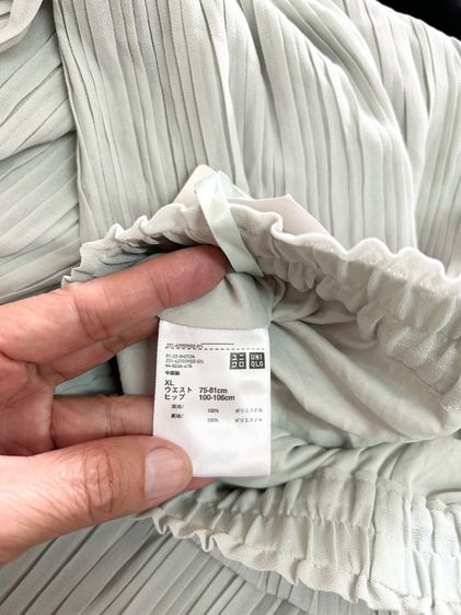 ยุนิXL กางเกงขาบานหญิงเอวยืดอัดพลีสสีเขียวอ่อน รูปที่ 6