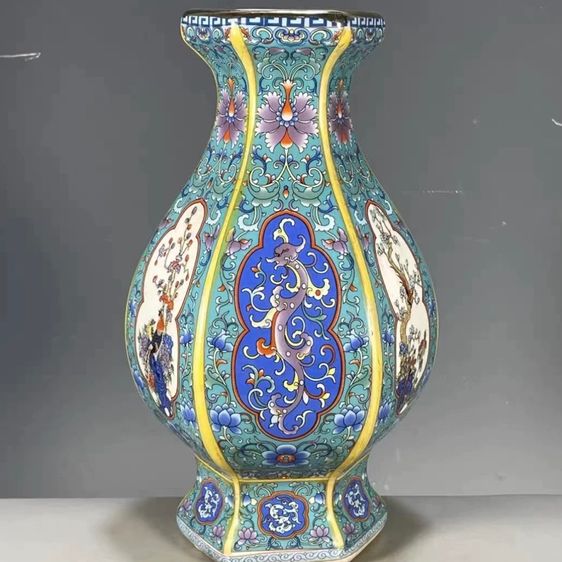 ✨แจกันหกเหลี่ยม”ลงเคลือบหลากหลายลาย รูปที่ 2