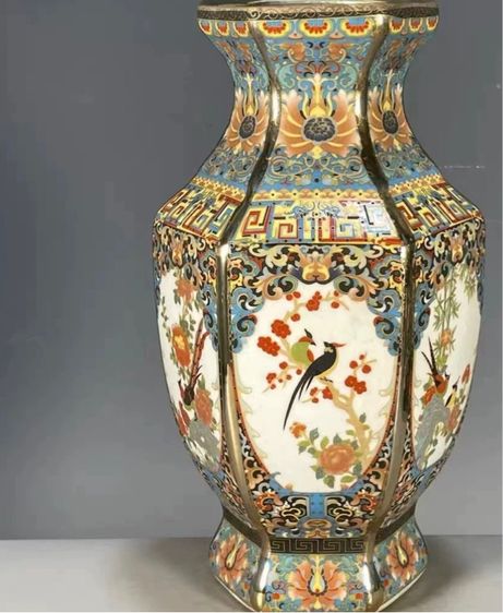 ✨แจกันหกเหลี่ยม”ลงเคลือบหลากหลายลาย รูปที่ 3