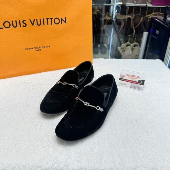 รองเท้า Louis Vuitton Velvet Loafers Black Shoes Size 6