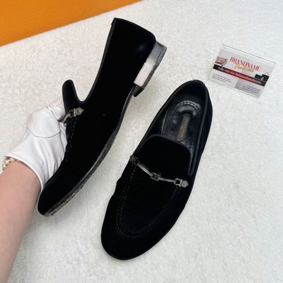 รองเท้า Louis Vuitton Velvet Loafers Black Shoes Size 6 รูปที่ 4