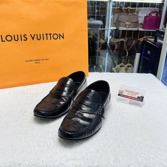 รองเท้า Louis Vuitton Santiago Loafers Black Shoes Size 7.5 รูปที่ 4