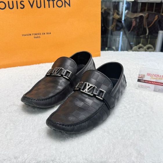 รองเท้า Louis Vuitton Hockenheim Damier Infini Leather Moccasins Black Size 7.5 รูปที่ 2