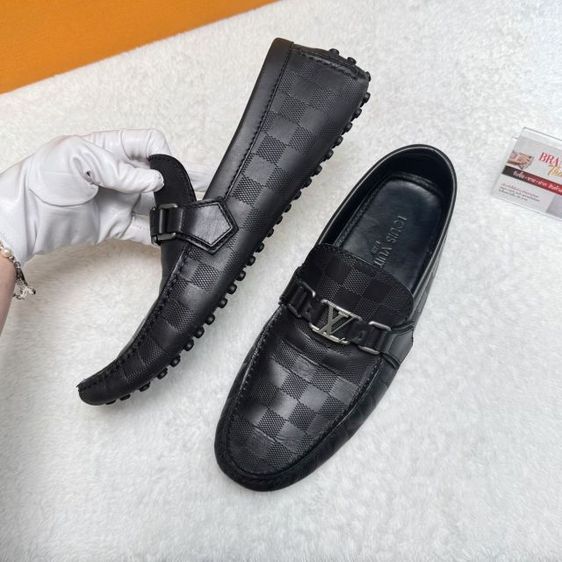รองเท้า Louis Vuitton Hockenheim Damier Infini Leather Moccasins Black Size 7.5 รูปที่ 4