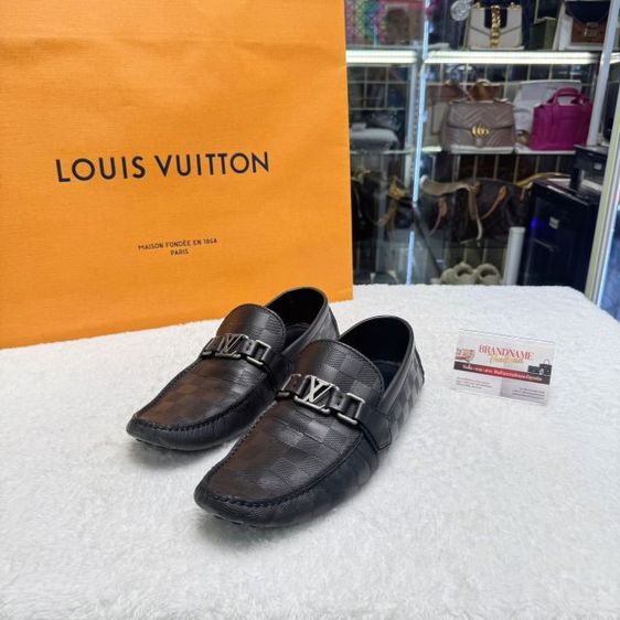 รองเท้า Louis Vuitton Hockenheim Damier Infini Leather Moccasins Black Size 7.5