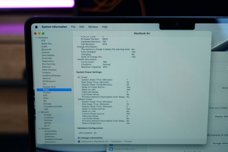 APPLE Macbook Air M2 ram8 ssd256 จอ13.6 2k Cycle count เพียง 188 ครั้ง อุปกรณ์แท้ครบกล่อง รีเซ็ตตัวเครื่องพร้อมใช้งาน ขายเพียง 20,990.- รูปที่ 10