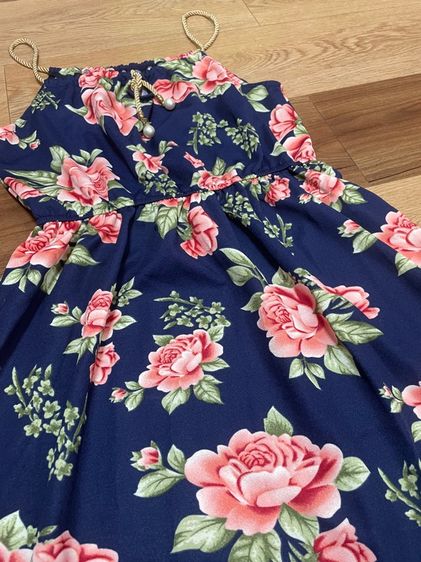 🌹เดรสลายดอกไม้สีน้ำเงินสวยมาก รูปที่ 3