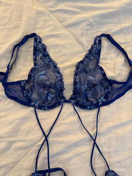 Victoria's Secret Very Sexy Butterfly Embroidery Strappy Crotchless Teddy ไซร์  XS สถาพนางฟ้า รูปที่ 3