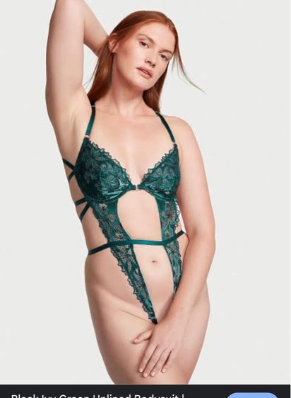 Black Ivy Green Unlined Bodysuit  Victoria's Secret ไซร้ S สภาพนางฟ้า