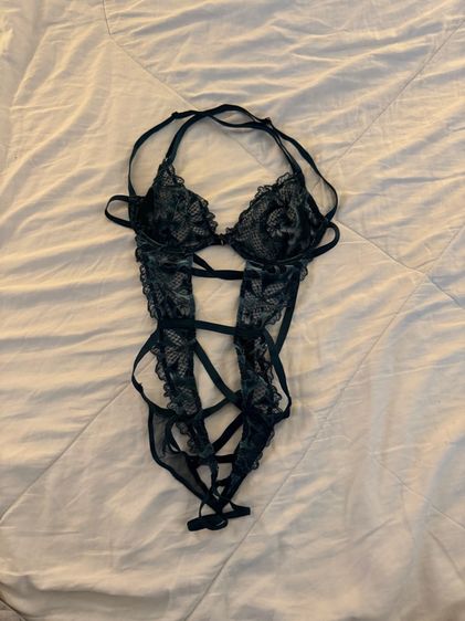 Black Ivy Green Unlined Bodysuit  Victoria's Secret ไซร้ S สภาพนางฟ้า รูปที่ 2
