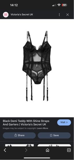 Black Demi Teddy With Shine Straps And Garters ไซร้ M สภาพนางฟ้า รูปที่ 3