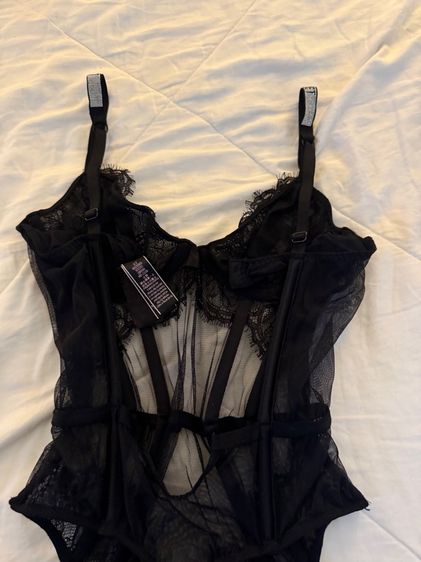 Black Demi Teddy With Shine Straps And Garters ไซร้ M สภาพนางฟ้า รูปที่ 8