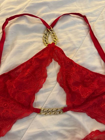 Victoria's Secret High-Neck Halter Lace Teddy สี red ไซร้ S สภาพนางฟ้า รูปที่ 4