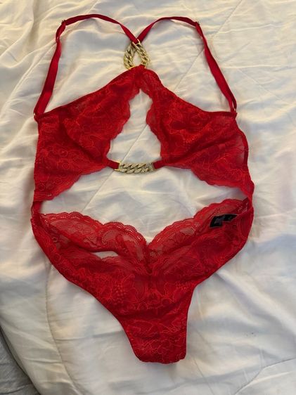 Victoria's Secret High-Neck Halter Lace Teddy สี red ไซร้ S สภาพนางฟ้า รูปที่ 2