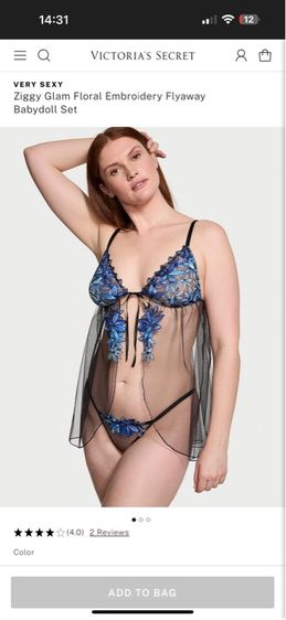 Victoria's Secret Very Sexy Ziggy Glam Floral Embroidery Flyaway Babydoll Set สภาพนางฟ้า ไซร้ S 