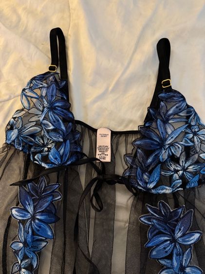 Victoria's Secret Very Sexy Ziggy Glam Floral Embroidery Flyaway Babydoll Set สภาพนางฟ้า ไซร้ S  รูปที่ 7