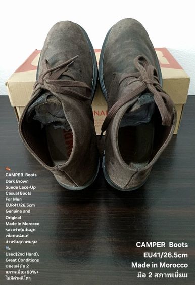 CAMPER Boots, Men's 41EU(26.5cm) Genuine and Original สภาพเยี่ยม, รองเท้า CAMPER หนังแท้ พื้นเต็ม ตัว Soft และเชือกแท้ ไม่มีตำหนิใดๆ รูปที่ 13