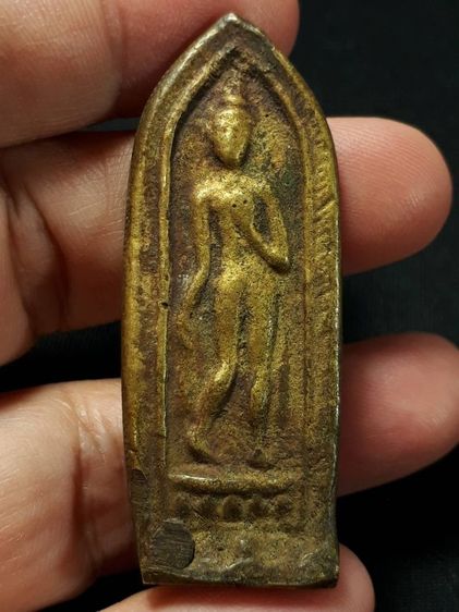 พระลีลาสองหน้า หลวงพ่อโบ้ย วัดมะนาว จังหวัดสุพรรณบุรี ปี 2473 เนื้อทองผสม รูปที่ 2