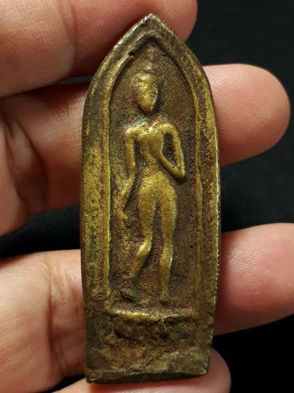 พระลีลาสองหน้า หลวงพ่อโบ้ย วัดมะนาว จังหวัดสุพรรณบุรี ปี 2473 เนื้อทองผสม