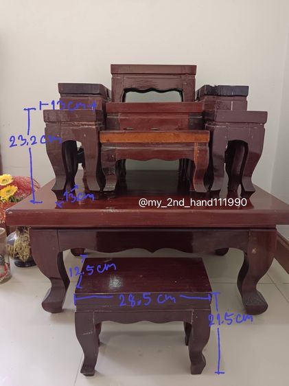 โต๊ะหมู่บูชา 7 ไม้แท้มะค่าเนื้อแข็งทั้งชิ้น รูปที่ 2