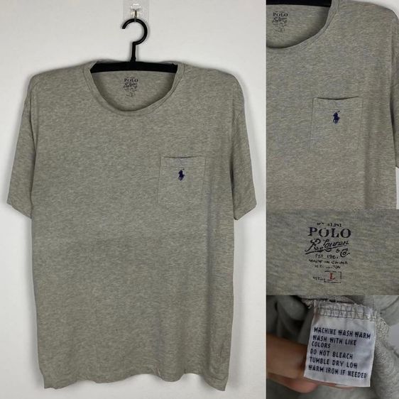 แขนสั้น อื่นๆ อื่นๆ เสื้อยืดกระเป๋าอกซ้าย POLO RALPH LAUREN แท้ 💯 size L ขนาด อก 22 ยาว 28 นิ้ว สภาพดีมาก สีเทา ดีเทลคลาสสิค ผ้านิ่มหายากน่าสะสมครับ