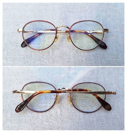 แว่นสายตาไทเทเนียมบริสุทธิ์สีทองจากเมืองซาบาเอะ TAKEO KIKUCHI โมเดลอาร์ติสท์ 'หยดน้ำเล็ก–แพนโต้–จอห์น เลนนอน' เลนส์บลูโพรเทค มัลติโค้ท ค่าสายตายาว 275 ...Authentic Vintage TAKEO KIKUCHI Handcrafted in Sabae, Japan รูปที่ 5