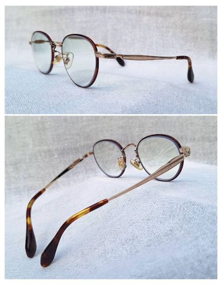 แว่นสายตาไทเทเนียมบริสุทธิ์สีทองจากเมืองซาบาเอะ TAKEO KIKUCHI โมเดลอาร์ติสท์ 'หยดน้ำเล็ก–แพนโต้–จอห์น เลนนอน' เลนส์บลูโพรเทค มัลติโค้ท ค่าสายตายาว 275 ...Authentic Vintage TAKEO KIKUCHI Handcrafted in Sabae, Japan รูปที่ 13