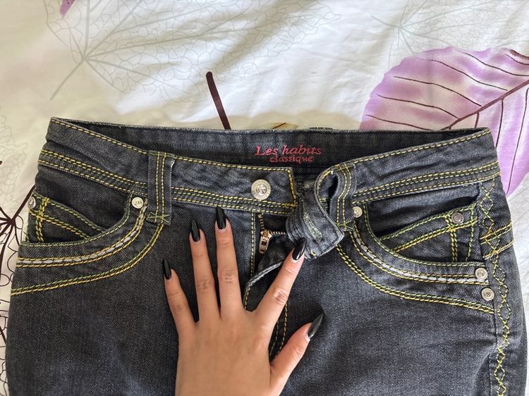 Les Habits ยีนส์เอวกลางขาม้า Y2K สีเทาเข้ม รูปที่ 4