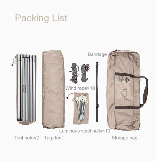 Tarp Naturehike แท้ มือ1  ยาว5เมตร กว้าง3เมตร 6-8คนสบายๆ อุปกรณ์ครบ พร้อมเสา รูปที่ 9