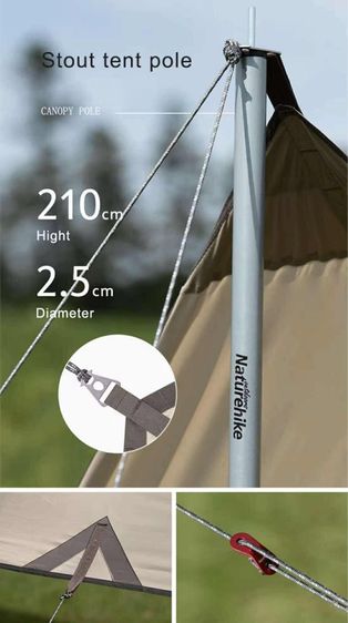 Tarp Naturehike แท้ มือ1  ยาว5เมตร กว้าง3เมตร 6-8คนสบายๆ อุปกรณ์ครบ พร้อมเสา รูปที่ 8
