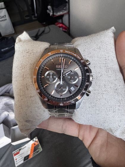 Seiko Spirit Chronograph Stainless Steel Brown Dial Quartz